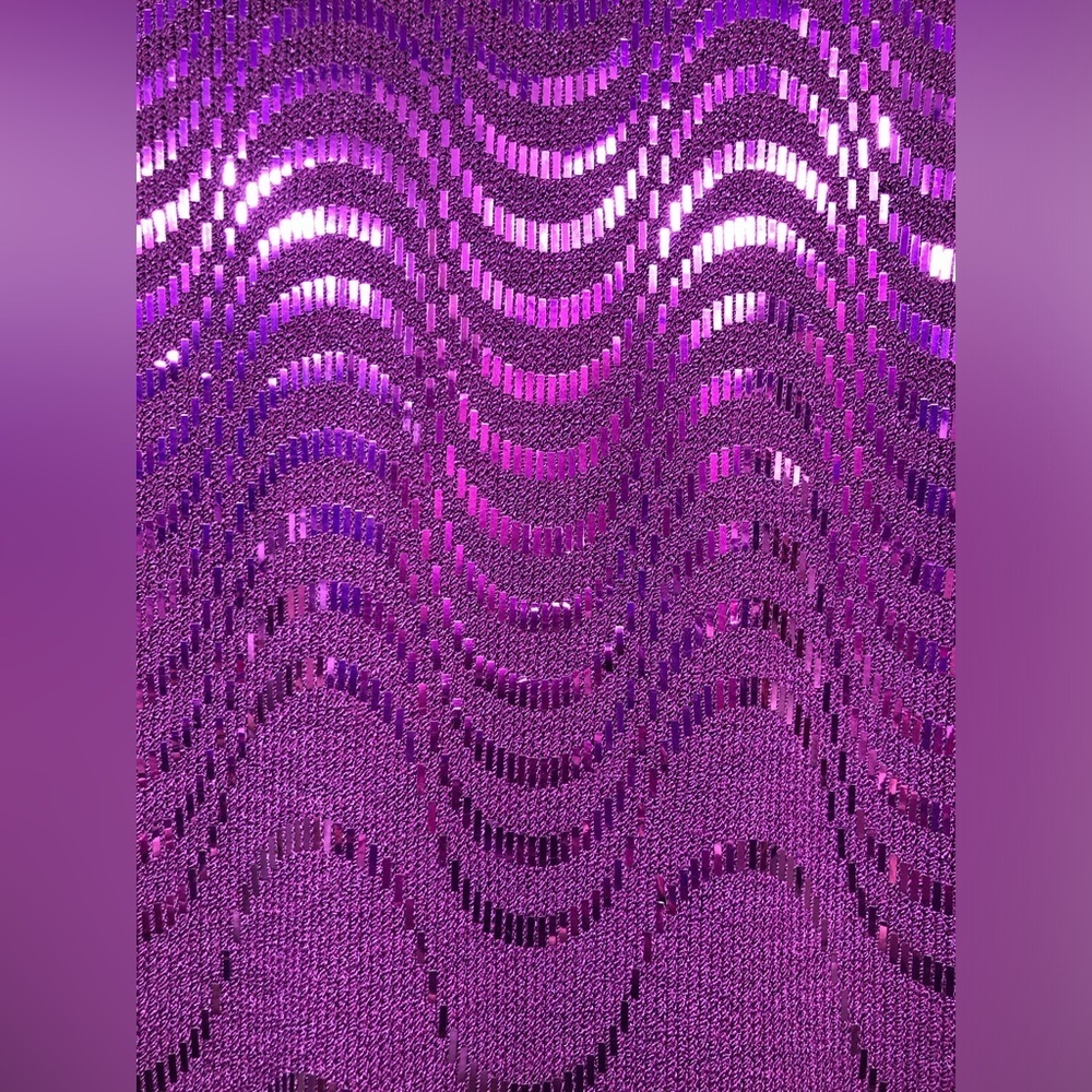 St. John Purple Knit Wave-Pattern Midi Dress - Picture 2 of 16